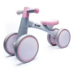 Bicicleta De Equilíbrio Infantil S/ Pedal Rosa 4 Rodas 