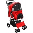 Carrinho de Passeio Pet com Porta Copo para Cães e Gatos - Vermelho